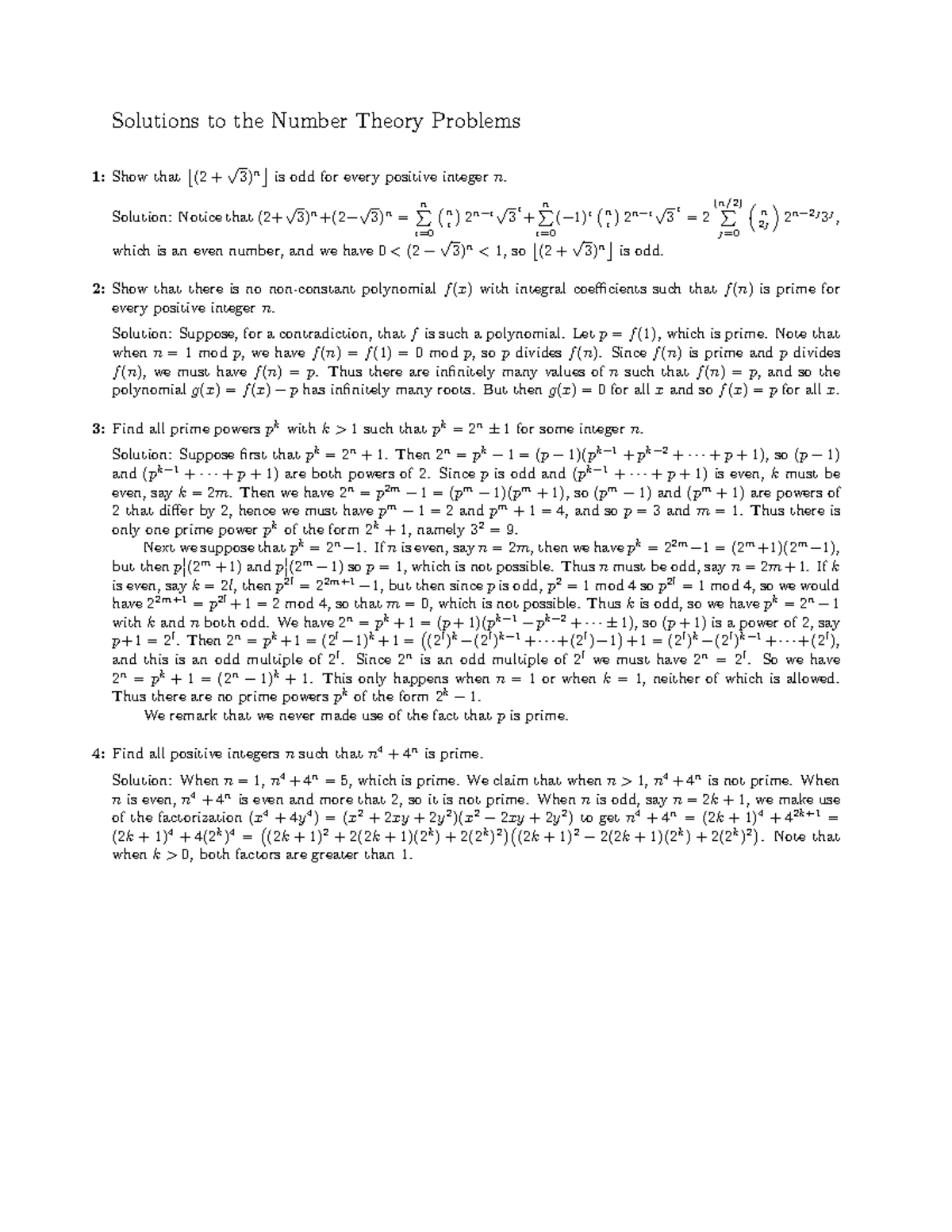 Lesson 8: Number Theory Solutions to Key Problems and Theorems - Studocu