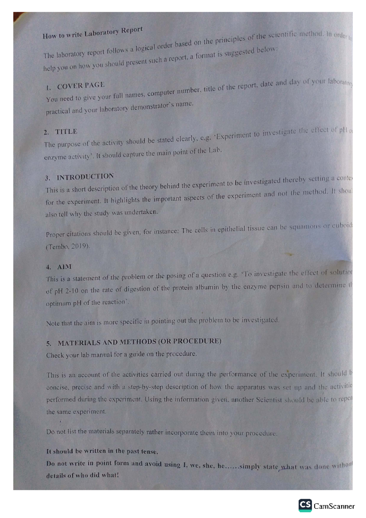 Lab Report - Guidelines for Writing in Scientific Method - Studocu