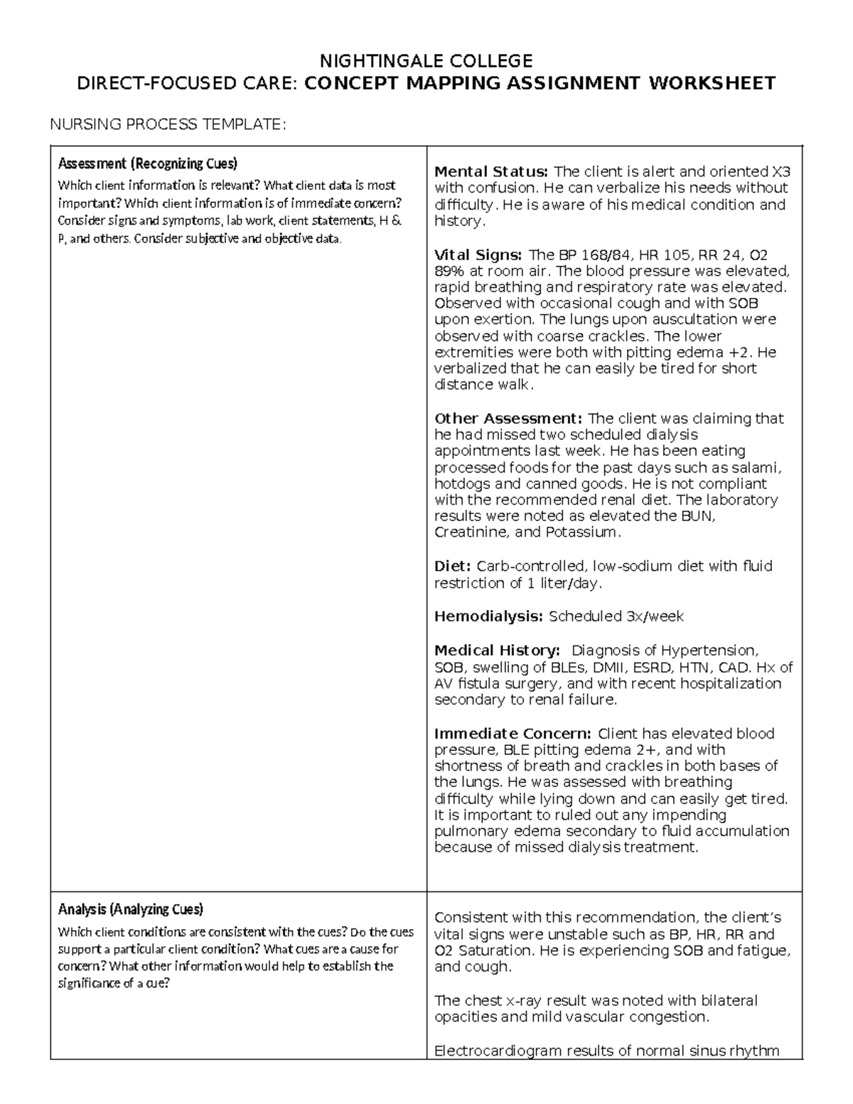 NUR 101: Concept Mapping Assignment on Anxiety in Nursing Care - Studocu