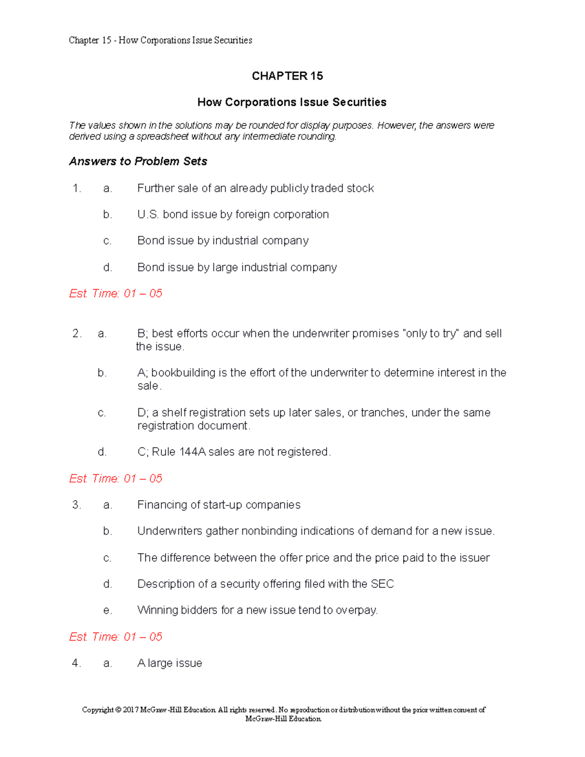 C15 Final - bài tập - CHAPTER 15 How Corporations Issue Securities The ...