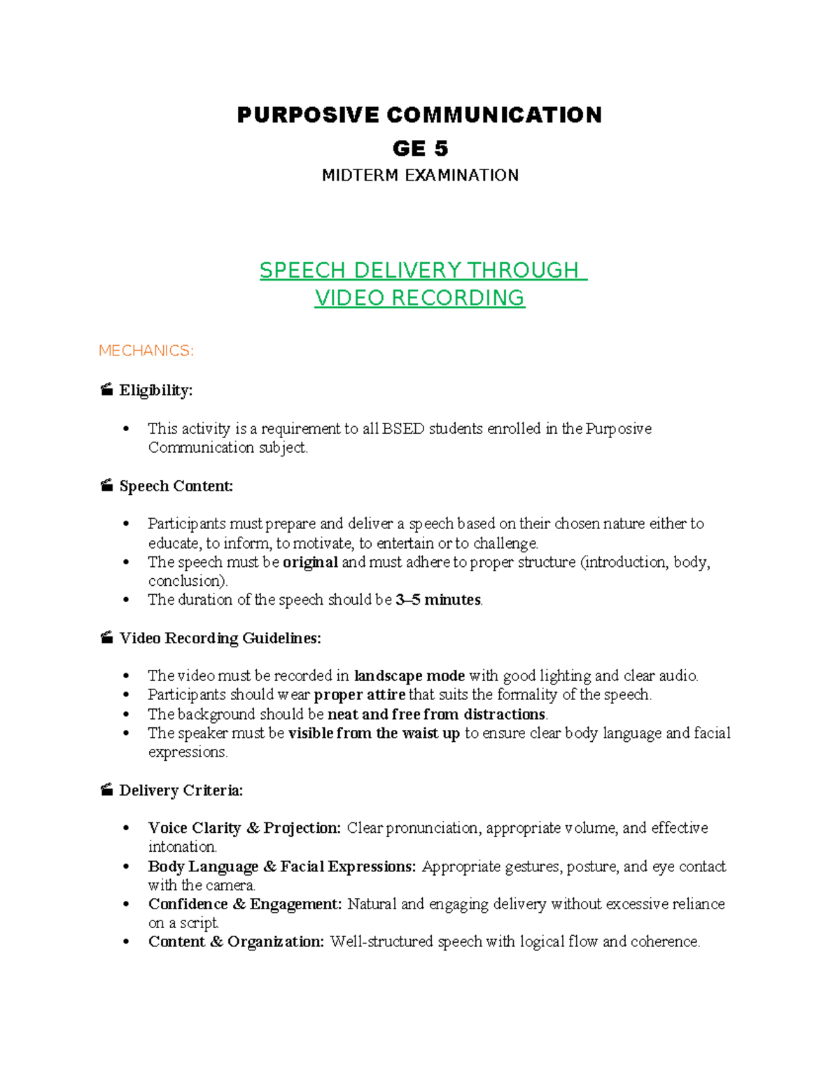 Purposive Communication Midterm Mechanics - PURPOSIVE COMMUNICATION GE ...