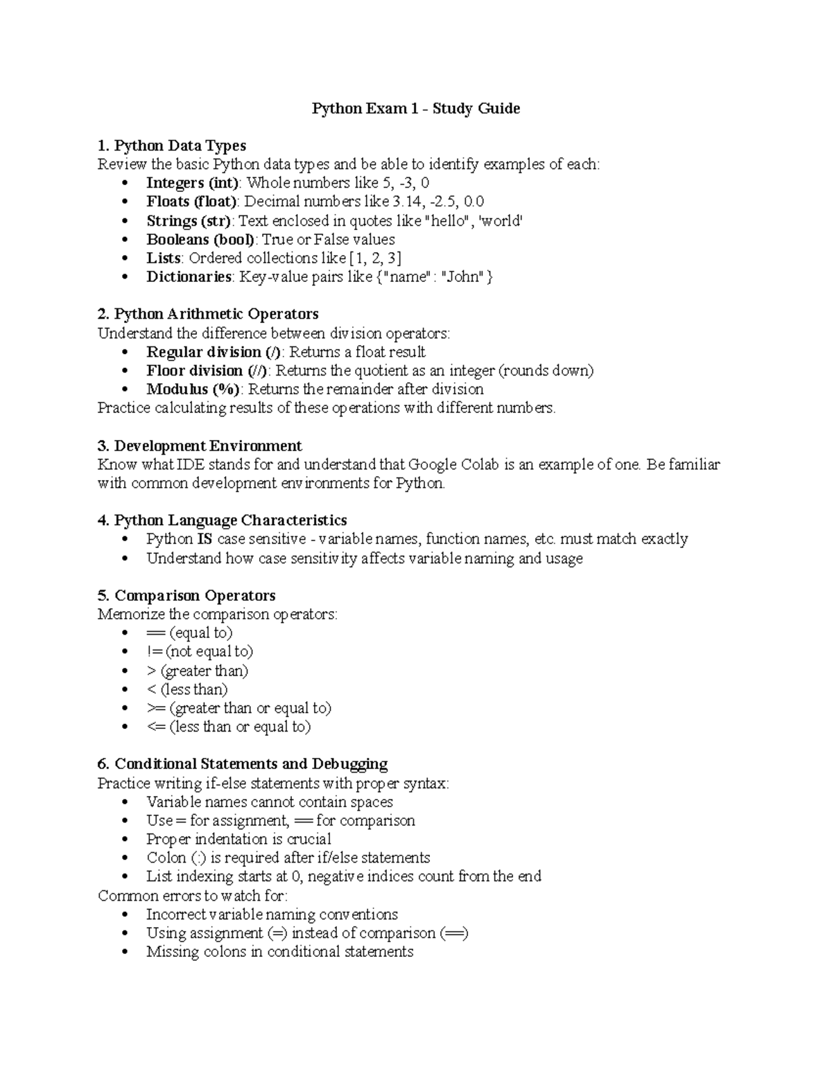 Python Exam 1 - Comprehensive Study Guide for Data Science & ML - Studocu
