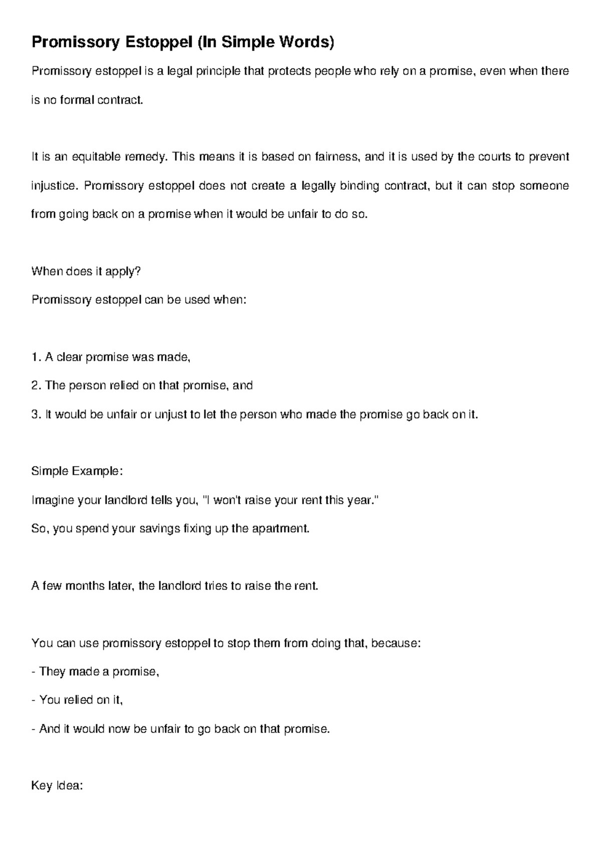 Promissory Estoppel Explained: Key Concepts and Examples - Studocu