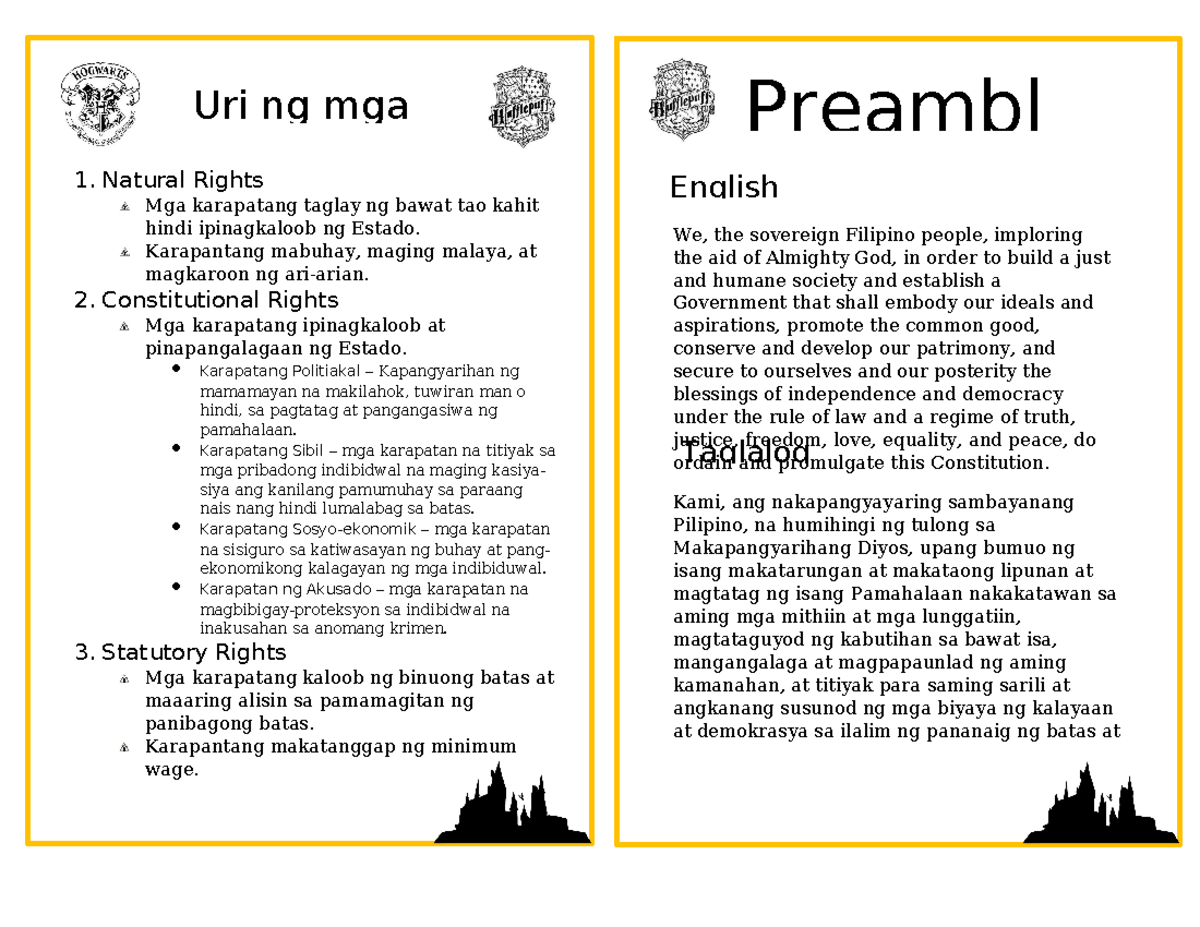 Uri ng lipunan - fafafadf - Uri ng mga 1. Natural Rights Mga karapatang ...