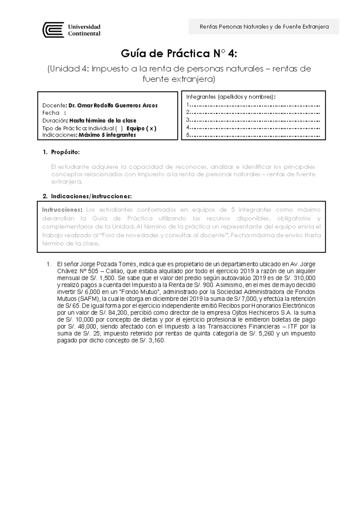 Guía de Práctica 4: Impuesto a la Renta de Personas Naturales y ...