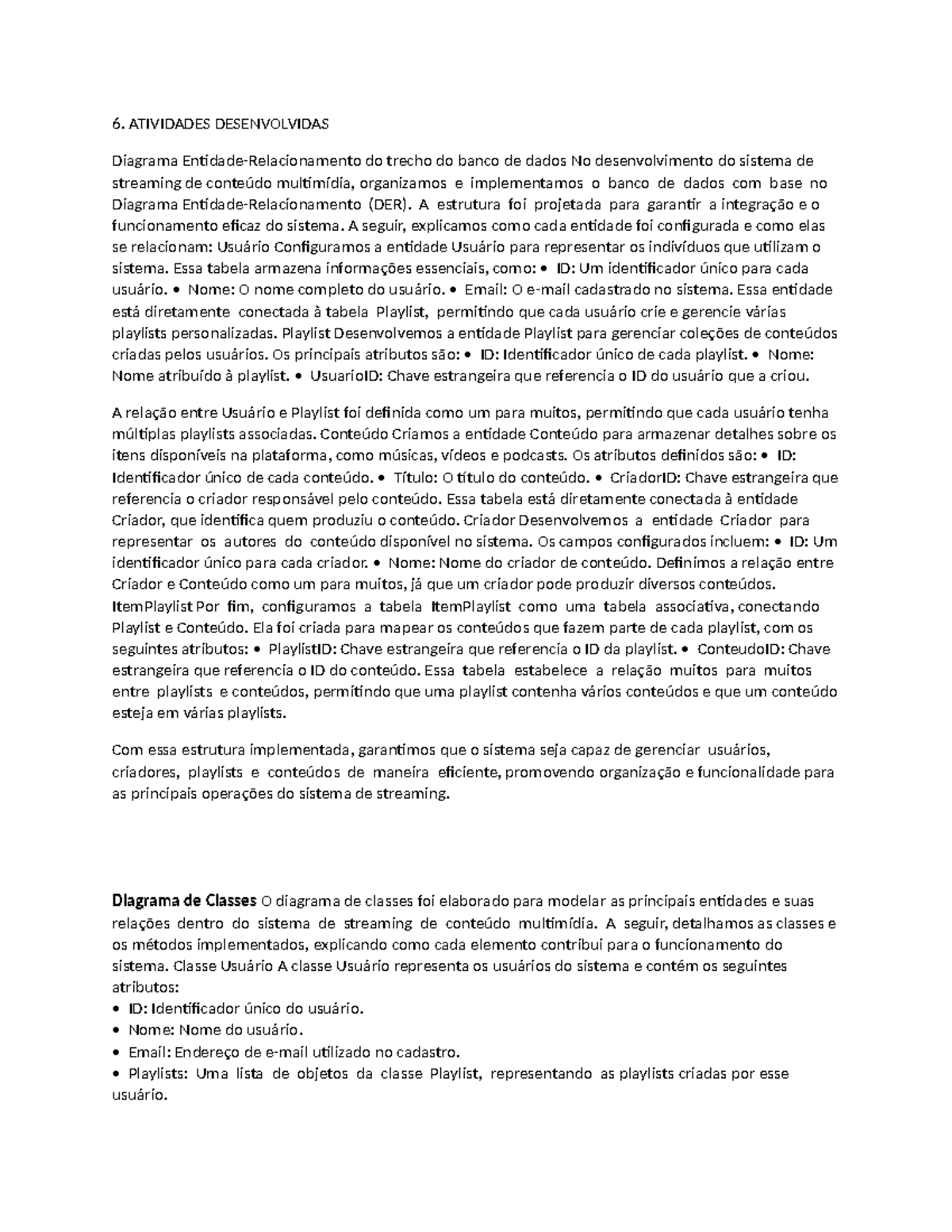 6. ATIVIDADES DESENVOLVIDAS: Diagrama do Banco de Dados do Sistema de ...