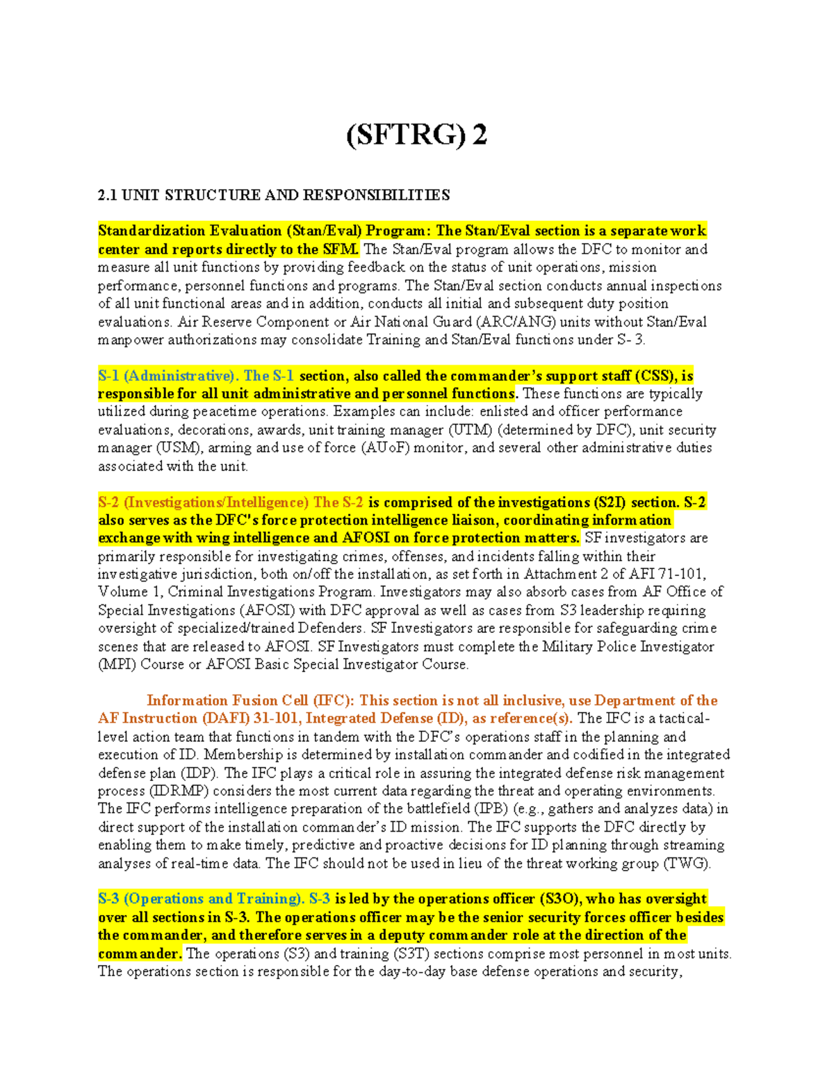 (SFTRG) 2 Unit Structure and Responsibilities Overview - Studocu
