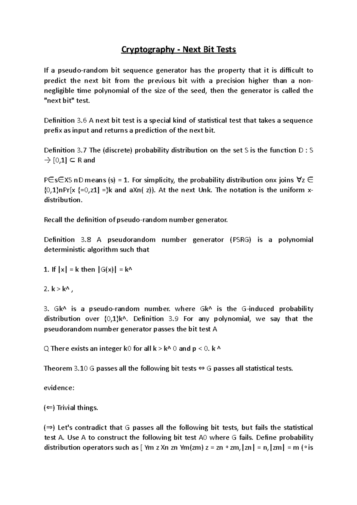 Cryptography Concepts: Next Bit Tests Explained (CS 101) - Studocu