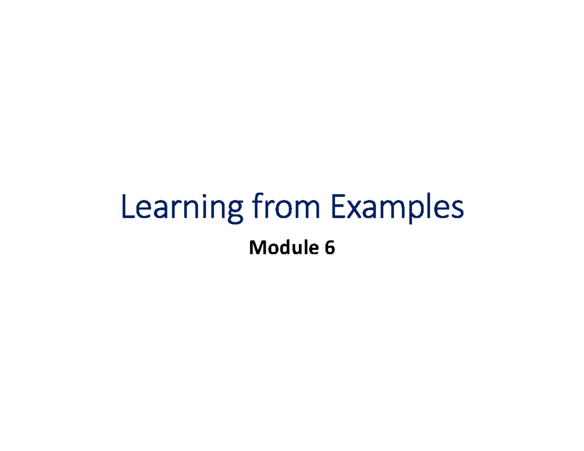 Module 6 AI & ML: Learning Concepts & Algorithms Notes - Studocu