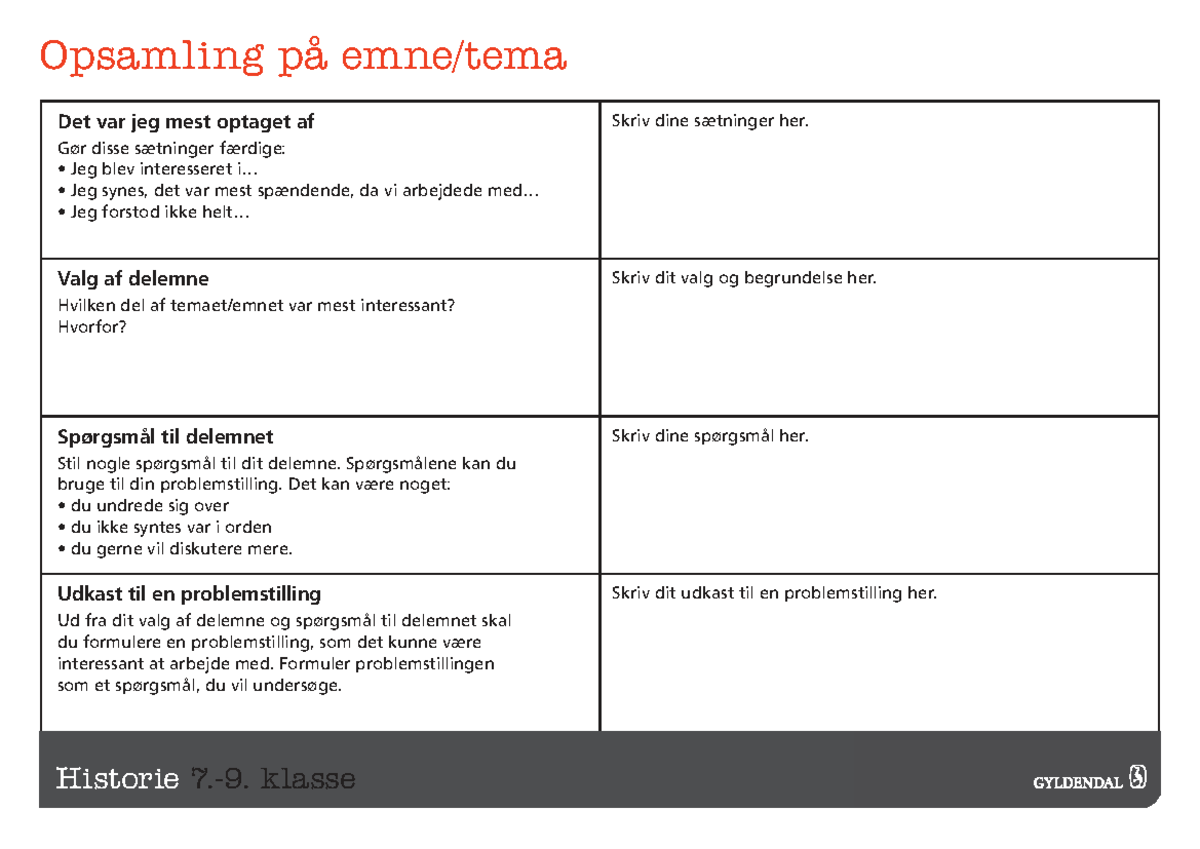 Opsamling på emne i Historie - Skrivbar PDF - Studocu