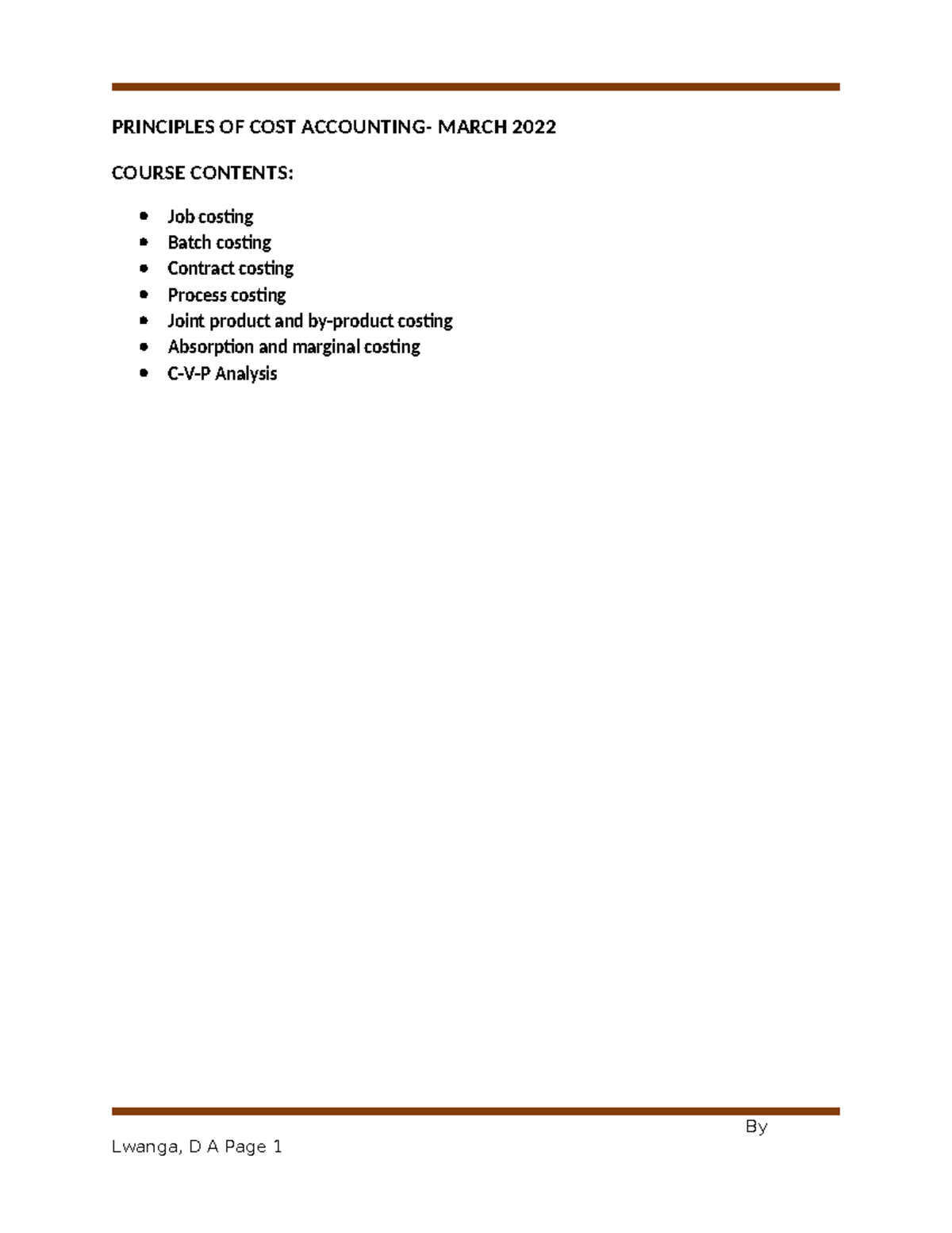 Cost Accounting Principles Overview - March 2022 (ACC 101) - Studocu