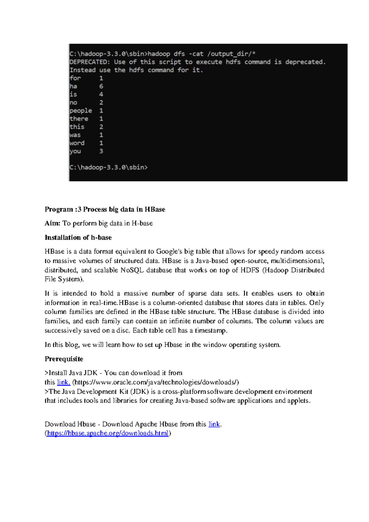 BDA Program-3: HBase Setup & Installation Lab Manual - Studocu