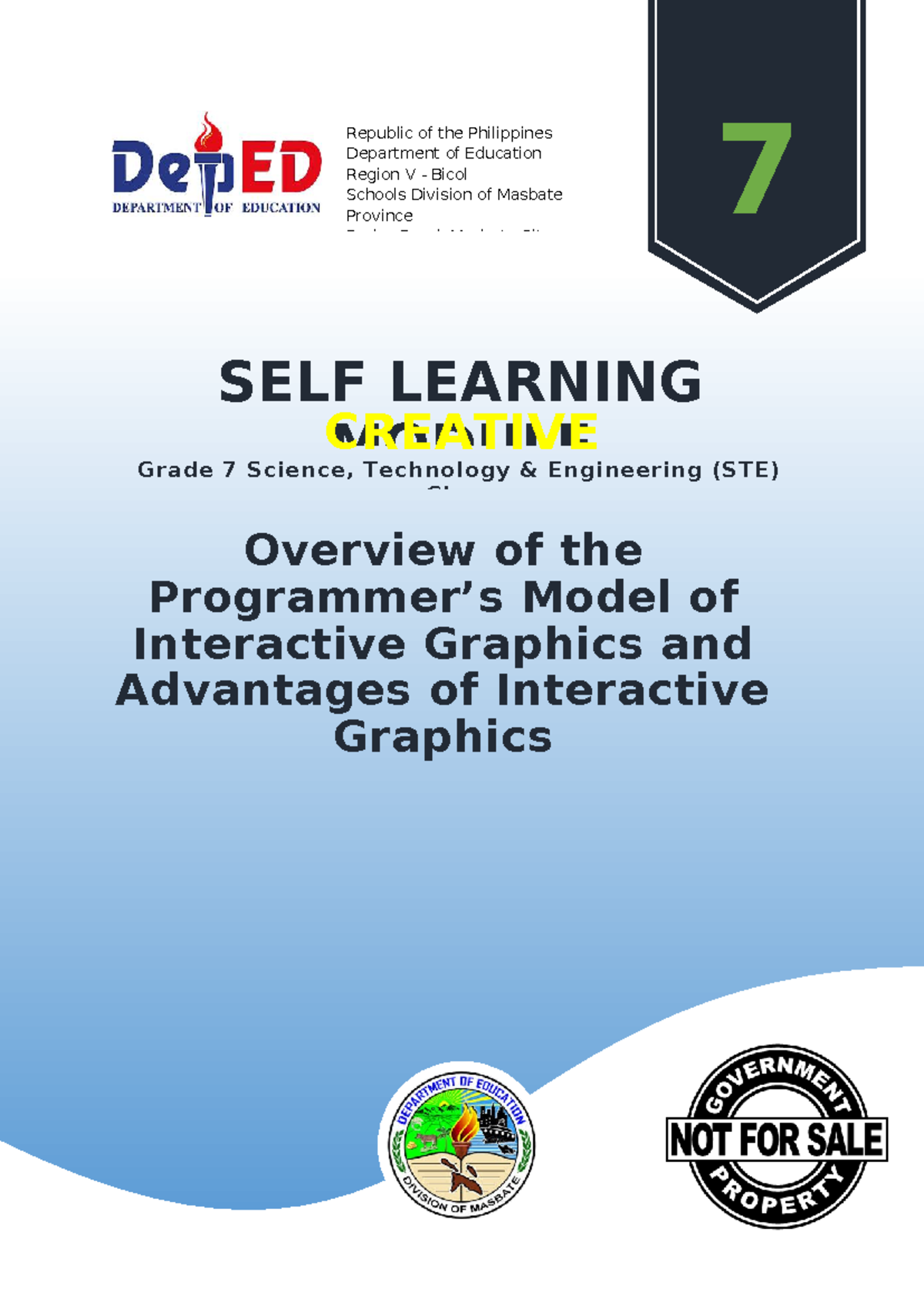 Creative Technology Grade 7 Q1 Lesson 7: Interactive Graphics Overview ...