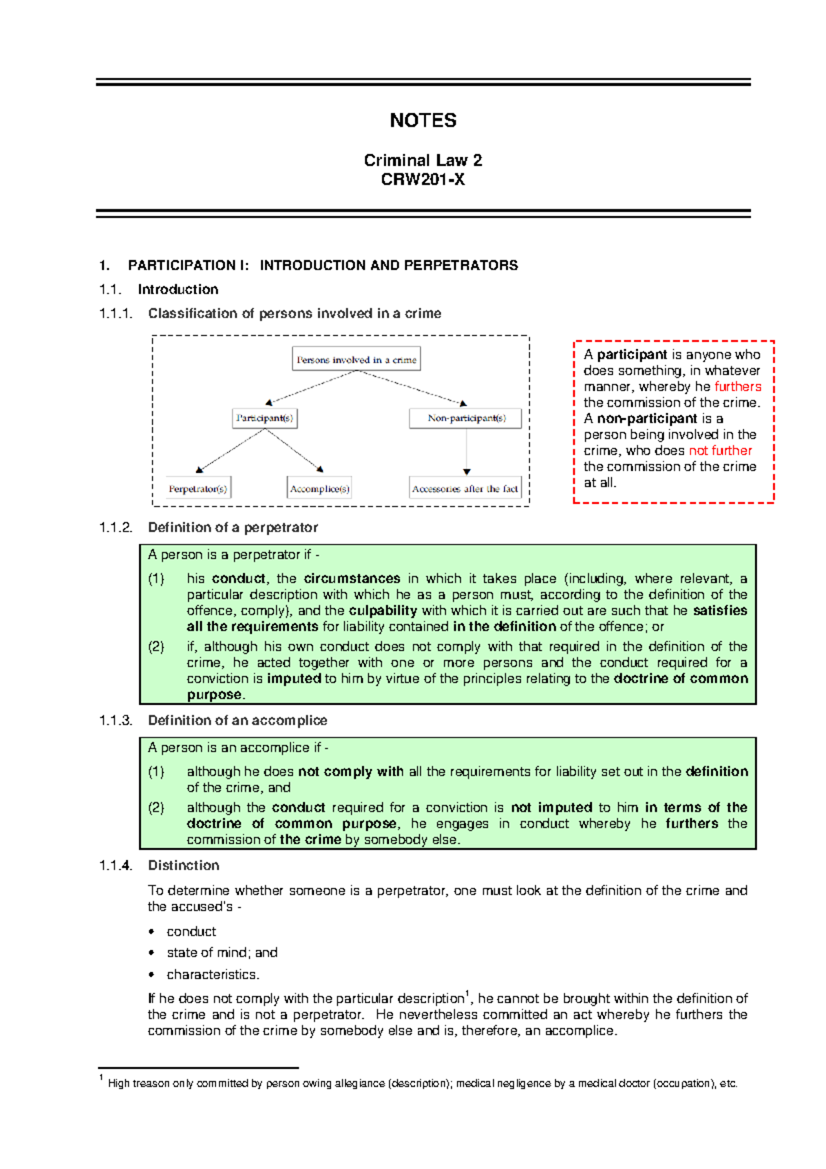 CRW2602-Final Exam Notes - Understanding Criminal Law Definitions - Studocu