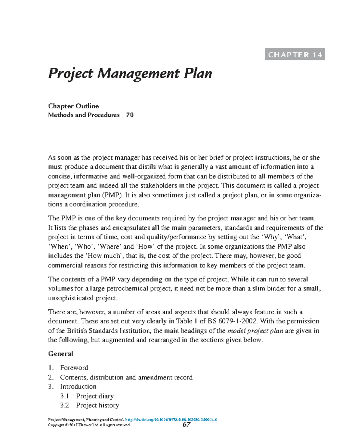 CHAPTER 14 Project Management Plan: Methods & Procedures Overview - Studocu