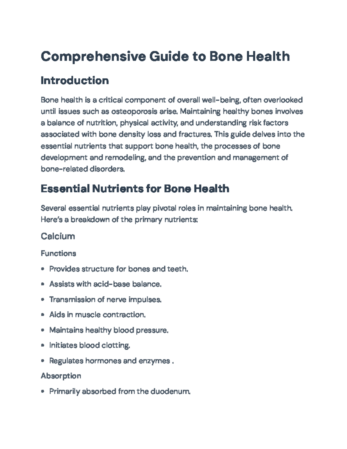 Comprehensive Guide to Bone Health: Essential Nutrients and Management ...