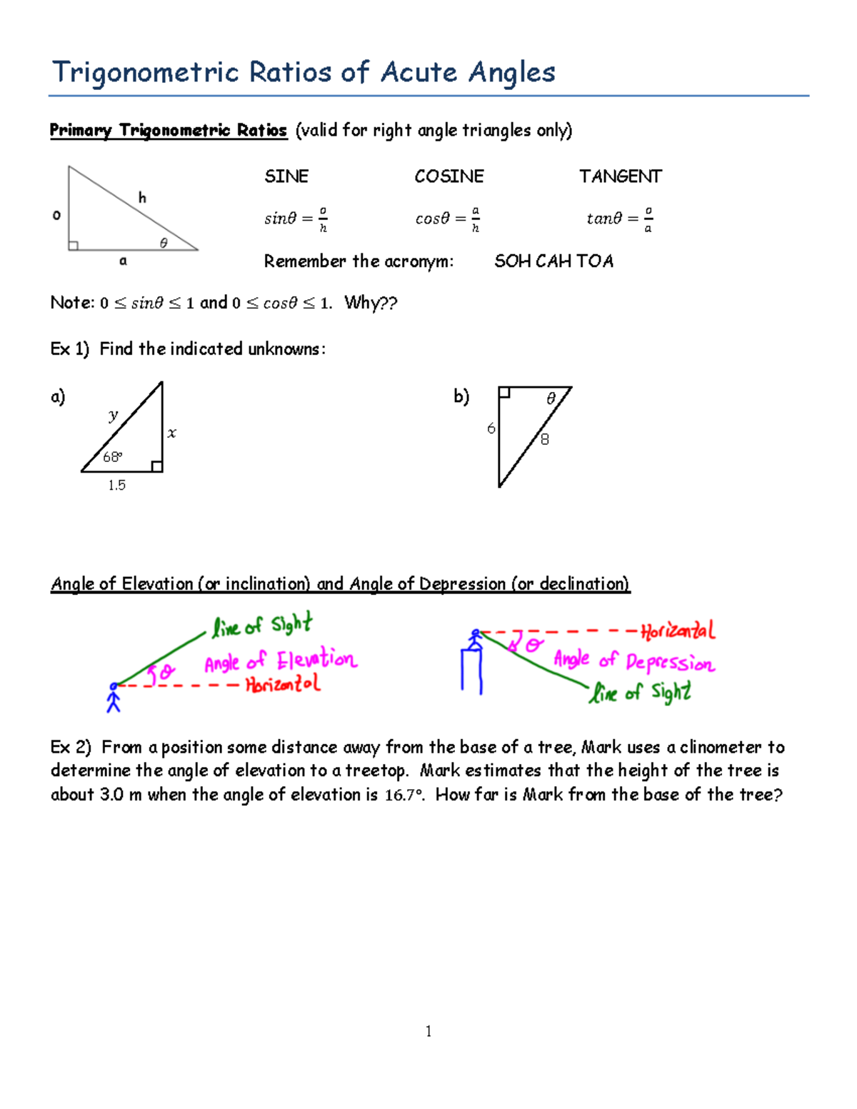 MCR3U1-Unit 5 Trigonometric Equations Course Pack Notes - Studocu