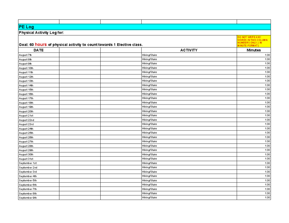 S1 PE Log: Physical Activity Tracking for Elective Class Completion ...