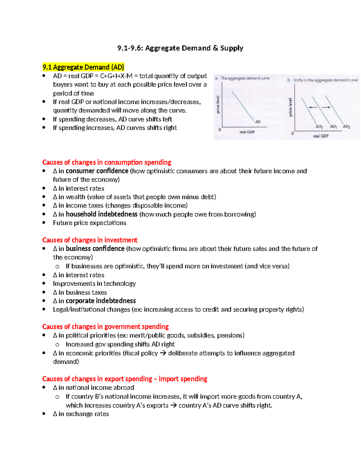 9.1-9.6 Aggregate Demand & Supply Overview and Key Concepts - Studocu