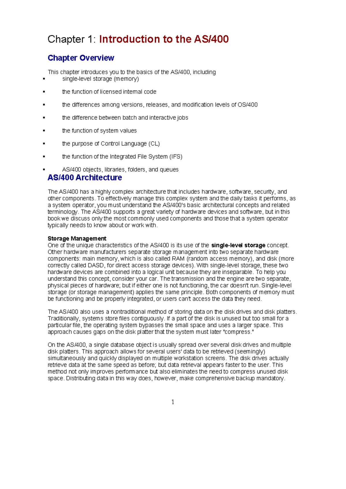 AS400 Admin: Intro, Architecture, and Operations Overview - Studocu