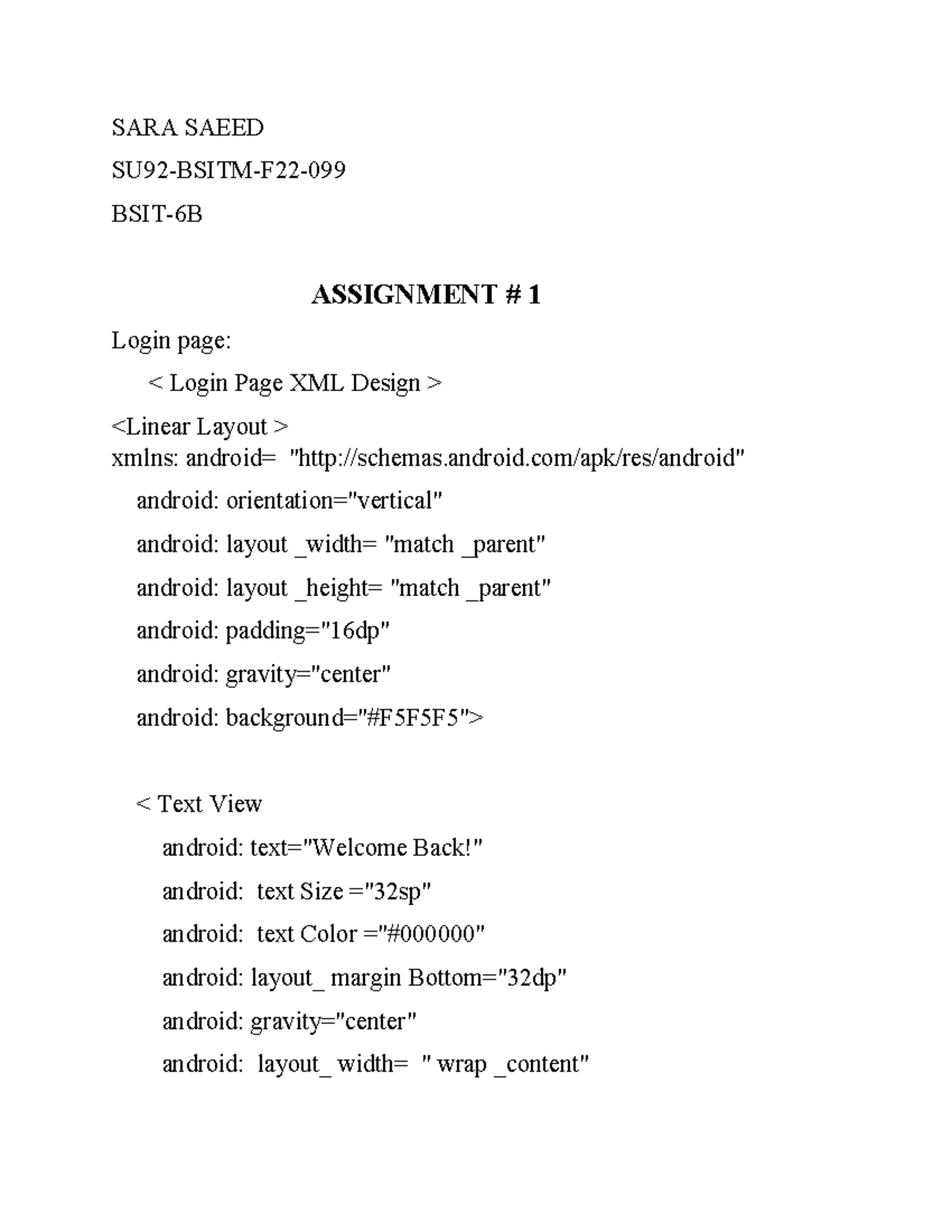 MAD Assign 1 - SARA SAEED SU92-BSITM-F22- BSIT-6B ASSIGNMENT # 1 Login ...