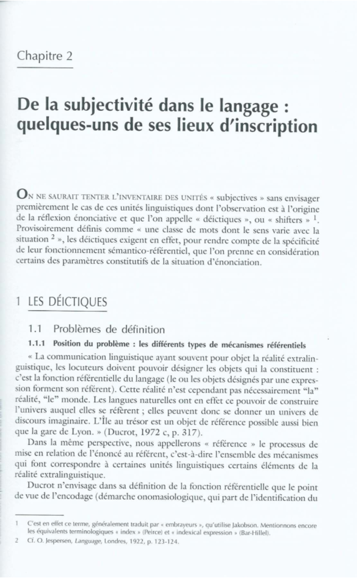 Chapitre 2 : La Subjectivité Linguistique et les Déictiques (KERB 2023 ...