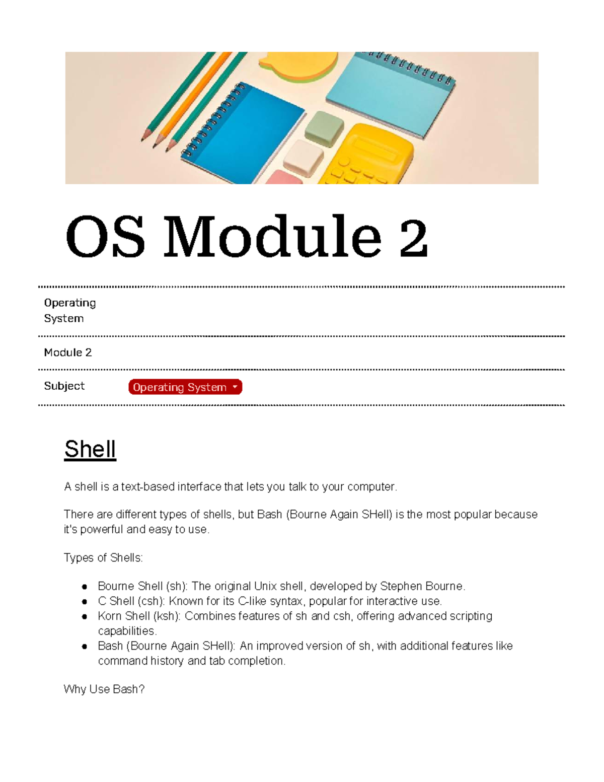OS M2: Essential Bash Commands and Shell Overview - Studocu