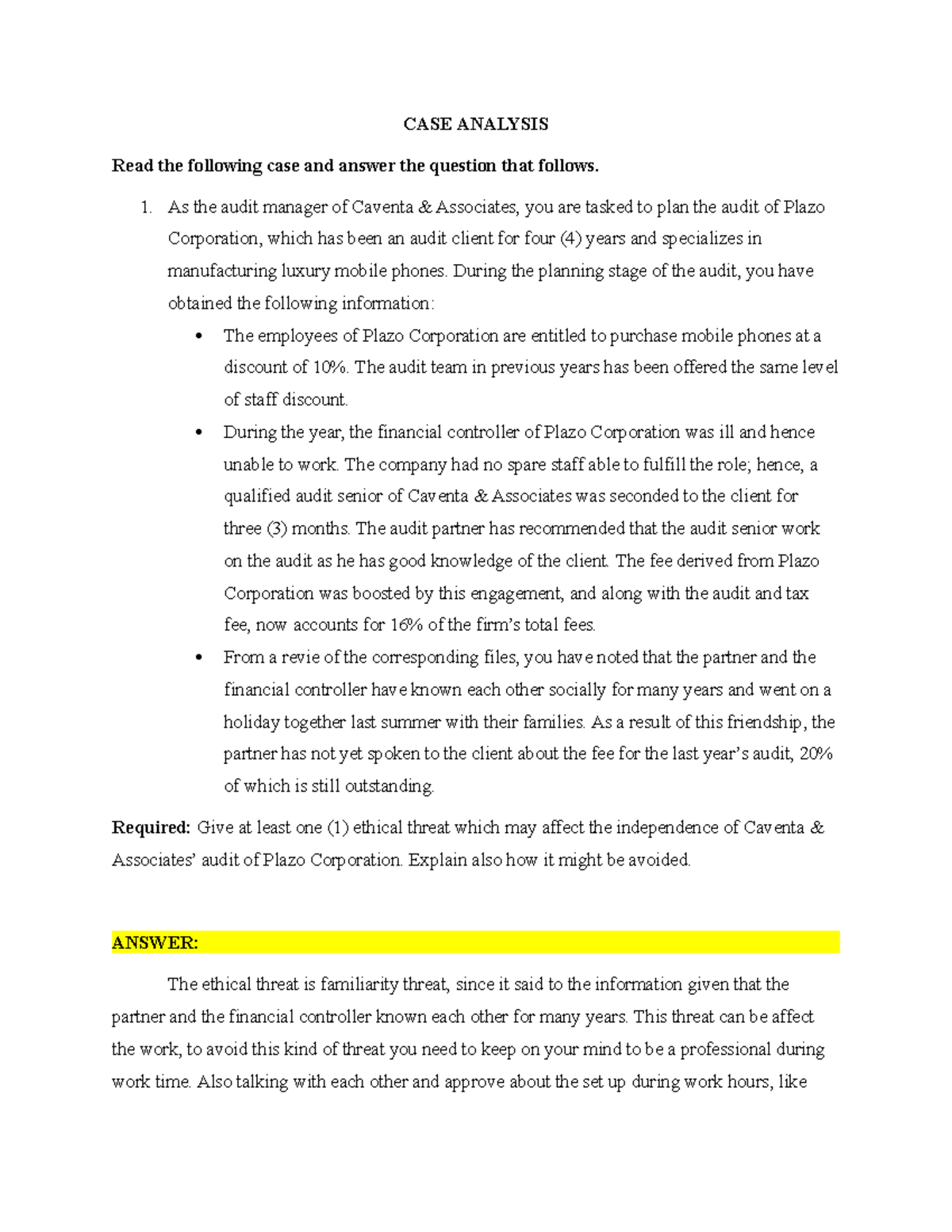 03 Activity 1 AAP - CASE ANALYSIS Read the following case and answer ...