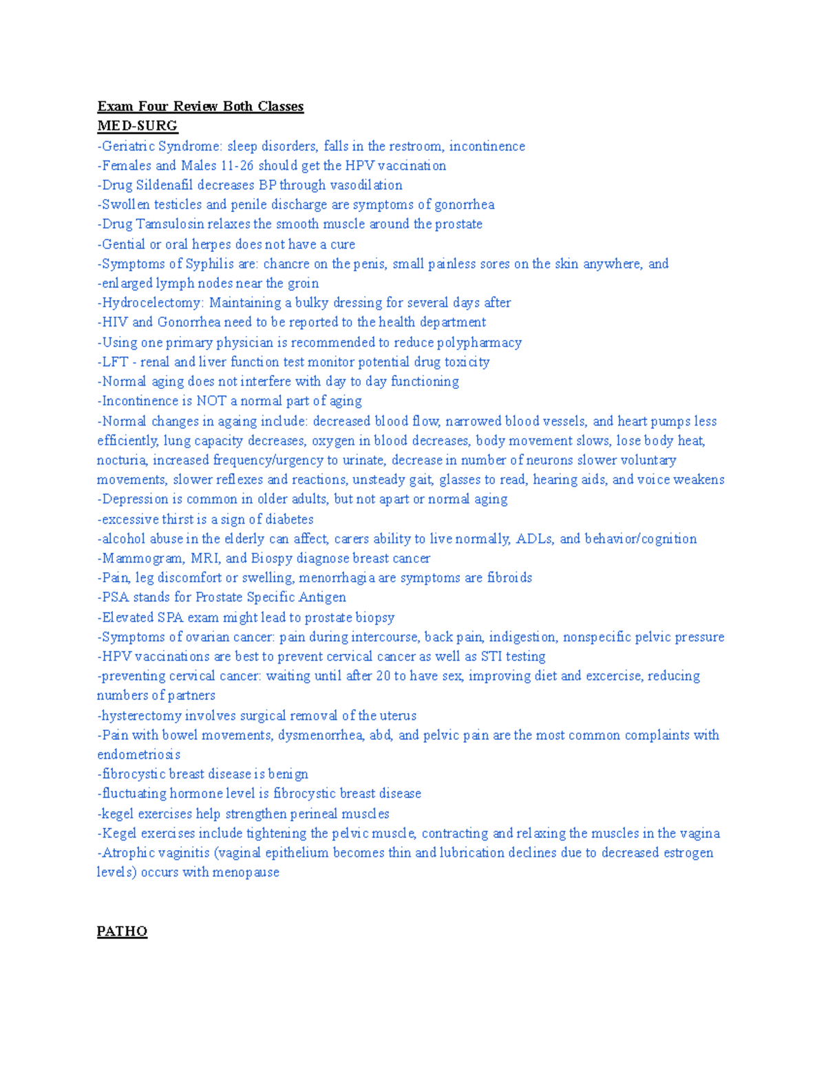 MED-SURG Exam 4 Review: Key Concepts & Conditions Summary - Studocu