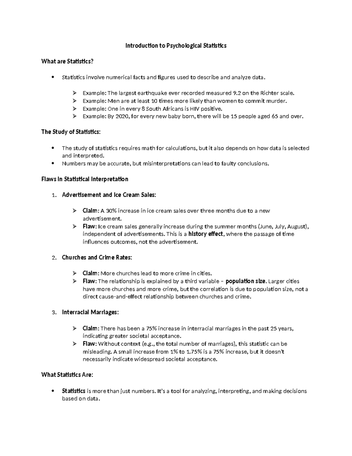Introduction to Statistics - Introduction to Psychological Statistics ...