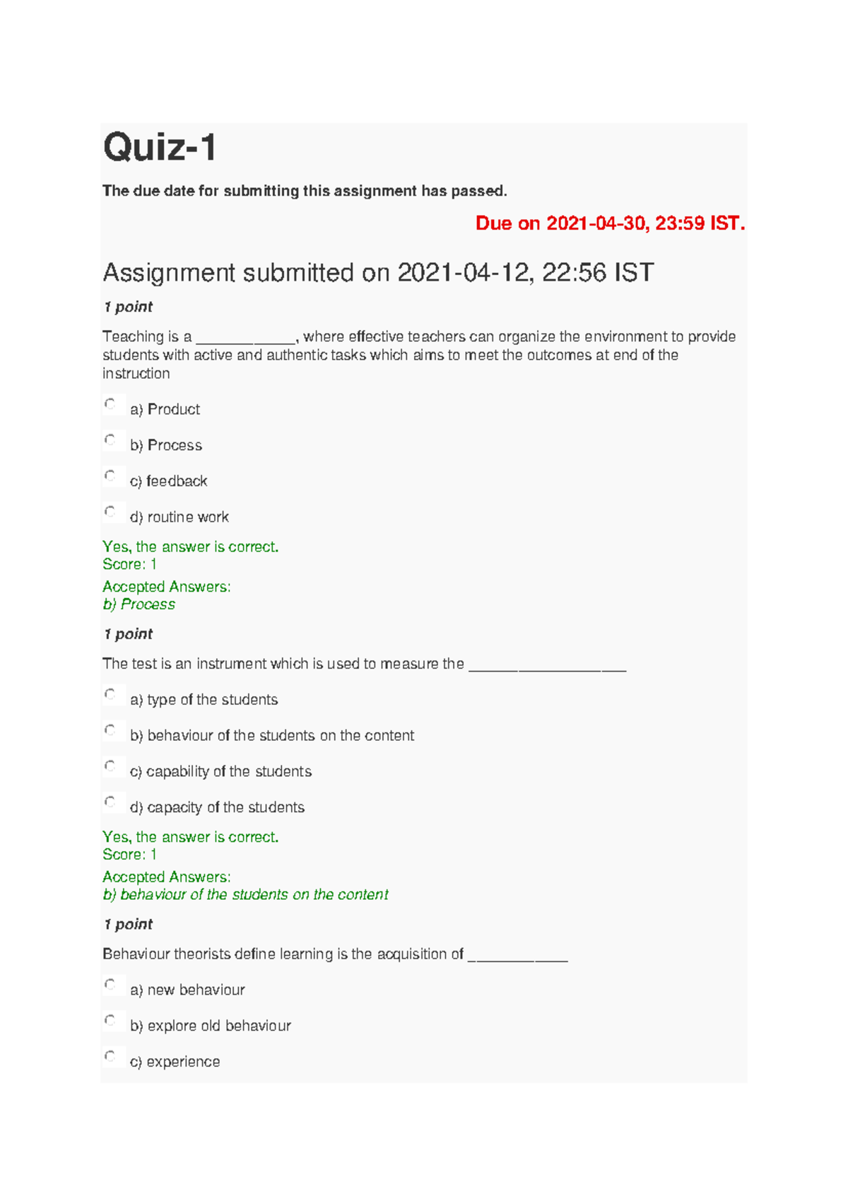 Module 6 Quiz: Understanding Assessments and Learning Outcomes - Studocu