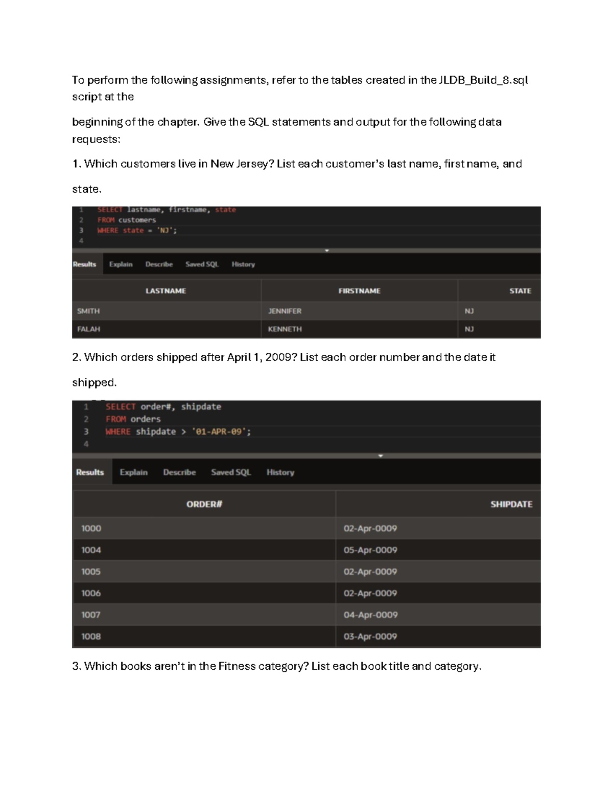 Lab 8 - SQL Queries for Customer and Book Data Analysis - Studocu