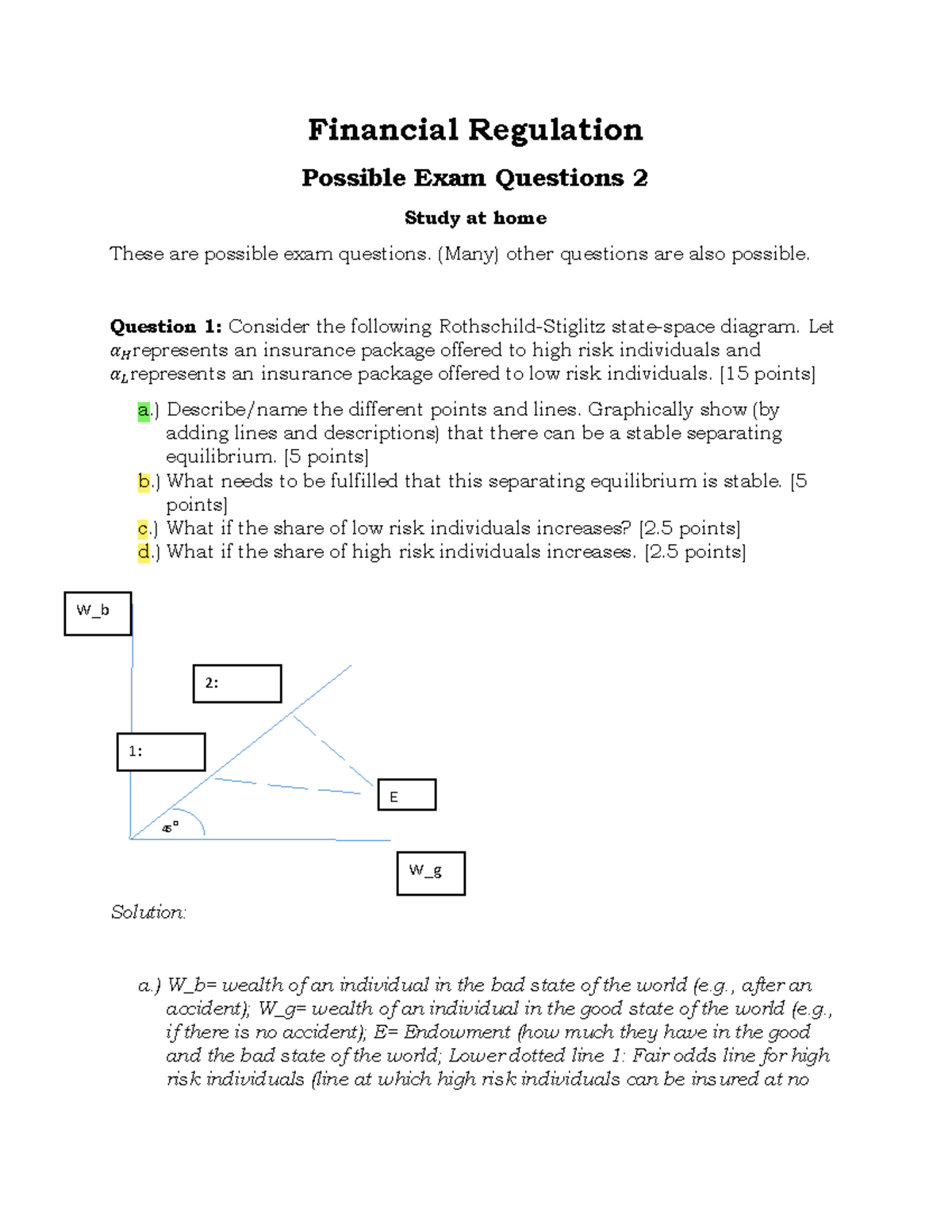 Possible Exam Questions 2 - Financial Regulation with Solutions ...
