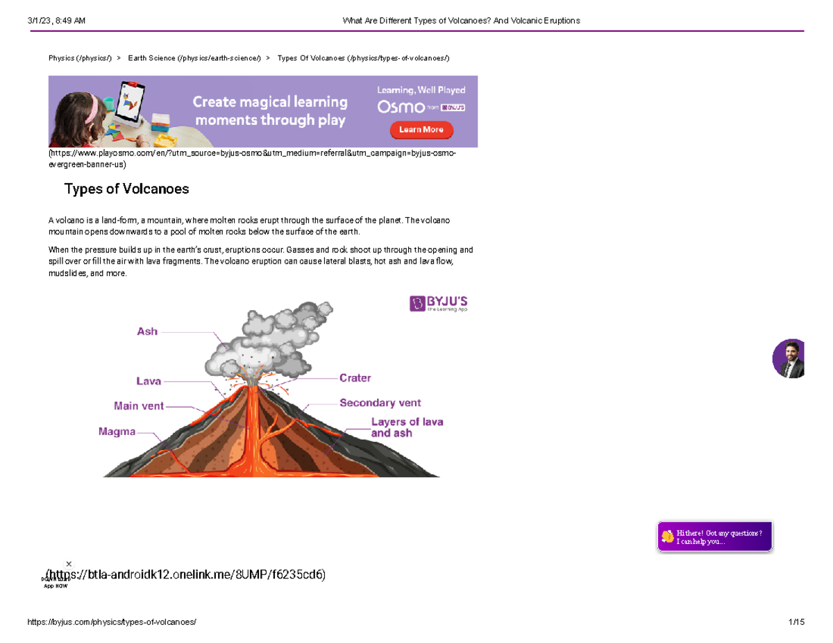 Types Of Volcanic Eruptions Worksheet - Infoupdate.org