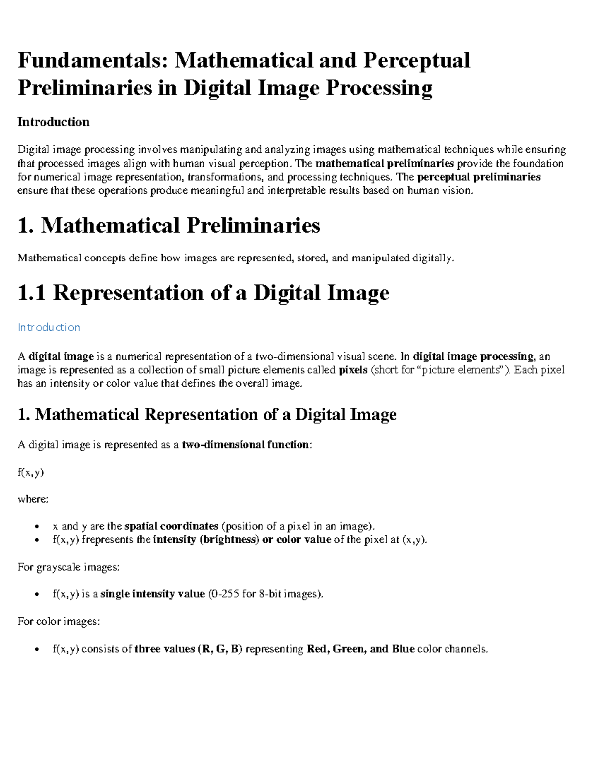 Mathematical and Perceptual Foundations of Digital Image Processing ...