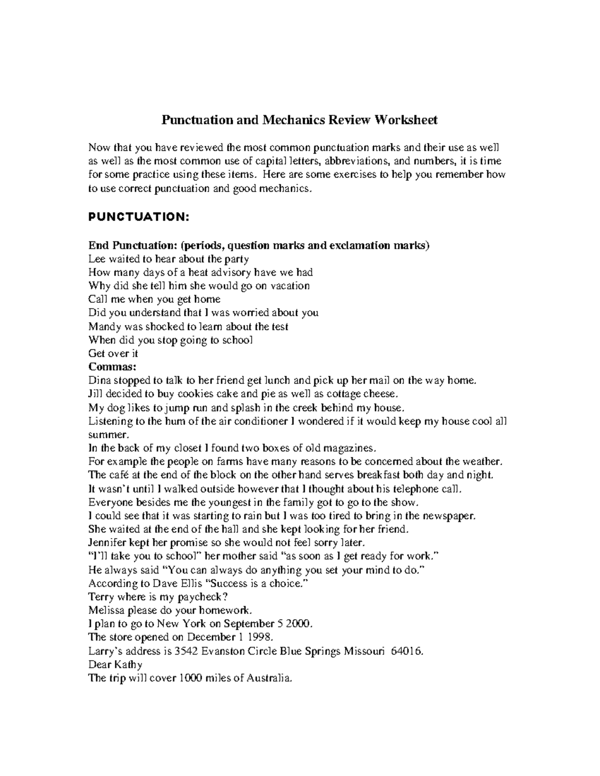 Question Mark Punctuation Examples With Answers
