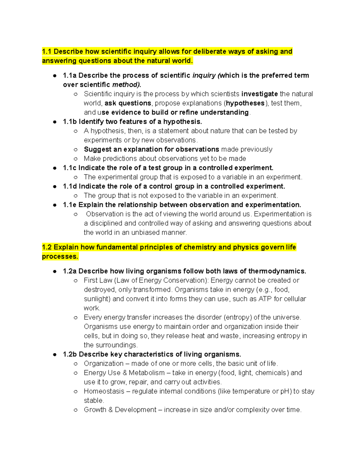 Biology 101: Key Concepts of Molecular Bio & Cell Structure Notes - Studocu