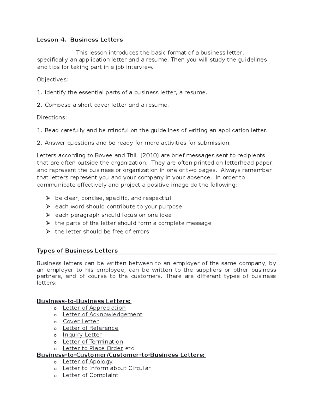 102720220545433785 Module 2 - Lesson 4: Business Letter Writing ...