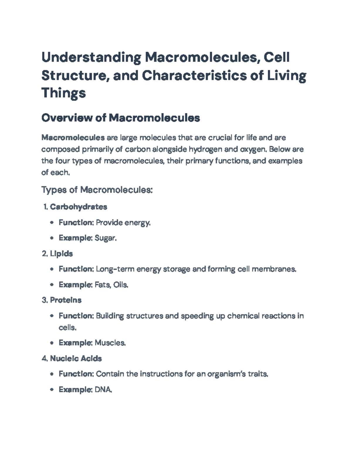 Understanding Macromolecules and Cell Structure - Biology 101 Overview ...