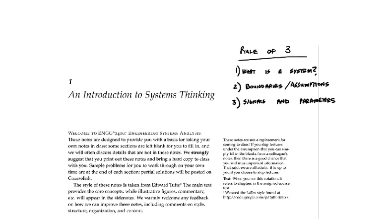 ENGG2400 Lecture 1: Introduction to Systems Thinking and Analysis - Studocu