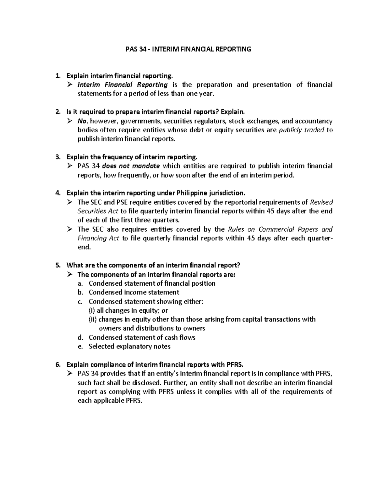 Interim Financial Reporting - PAS 34 Overview and Requirements - Studocu