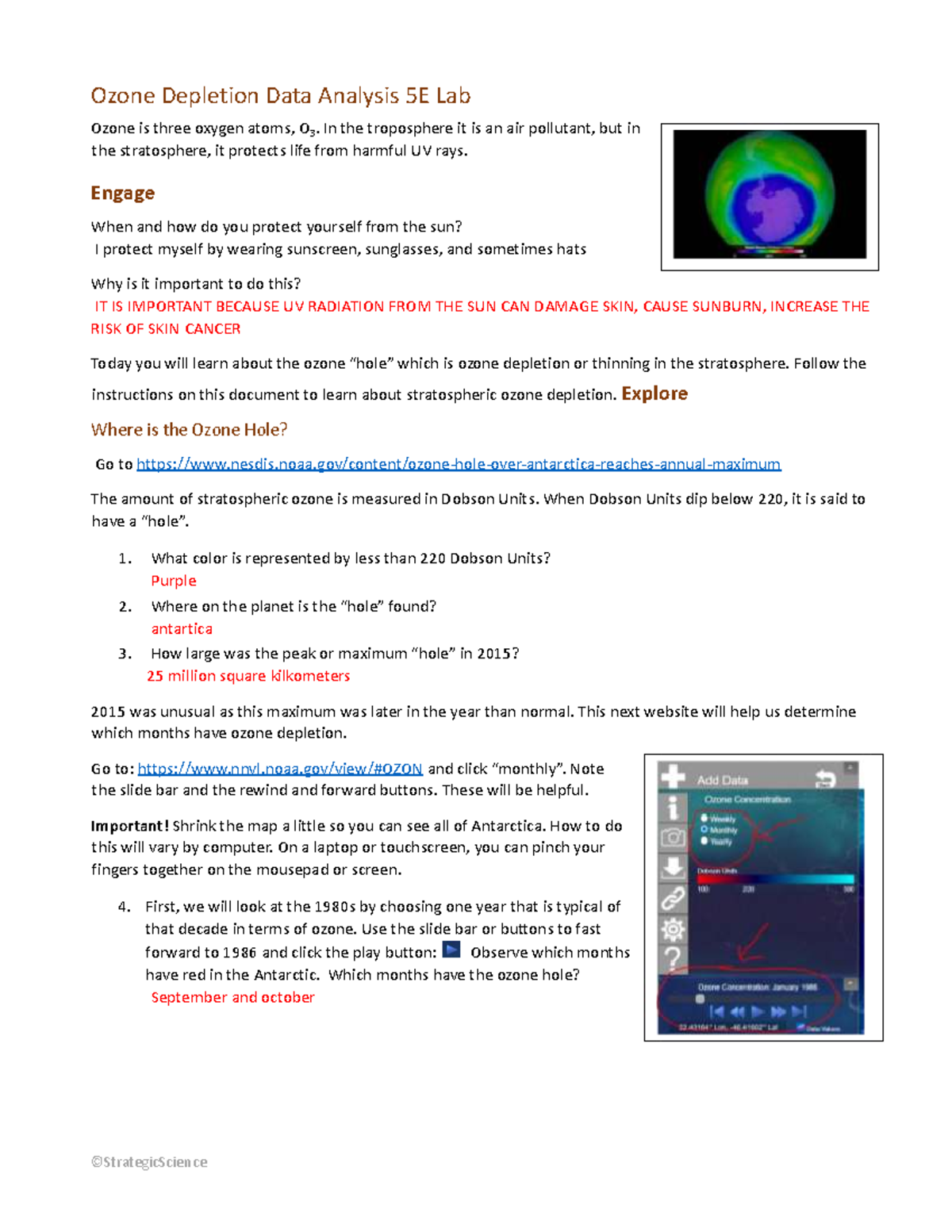 Ozone Depletion Analysis Lab 5E: Understanding UV Protection and Trends ...