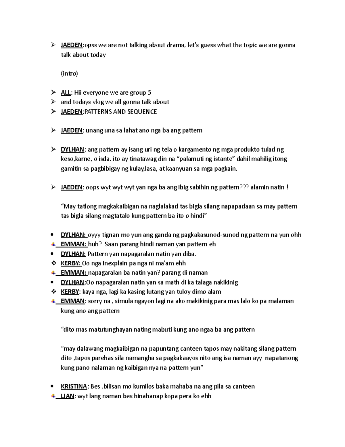 Pettern - EXAMPLE OF PATTERNS - JAEDEN:opss we are not talking about ...