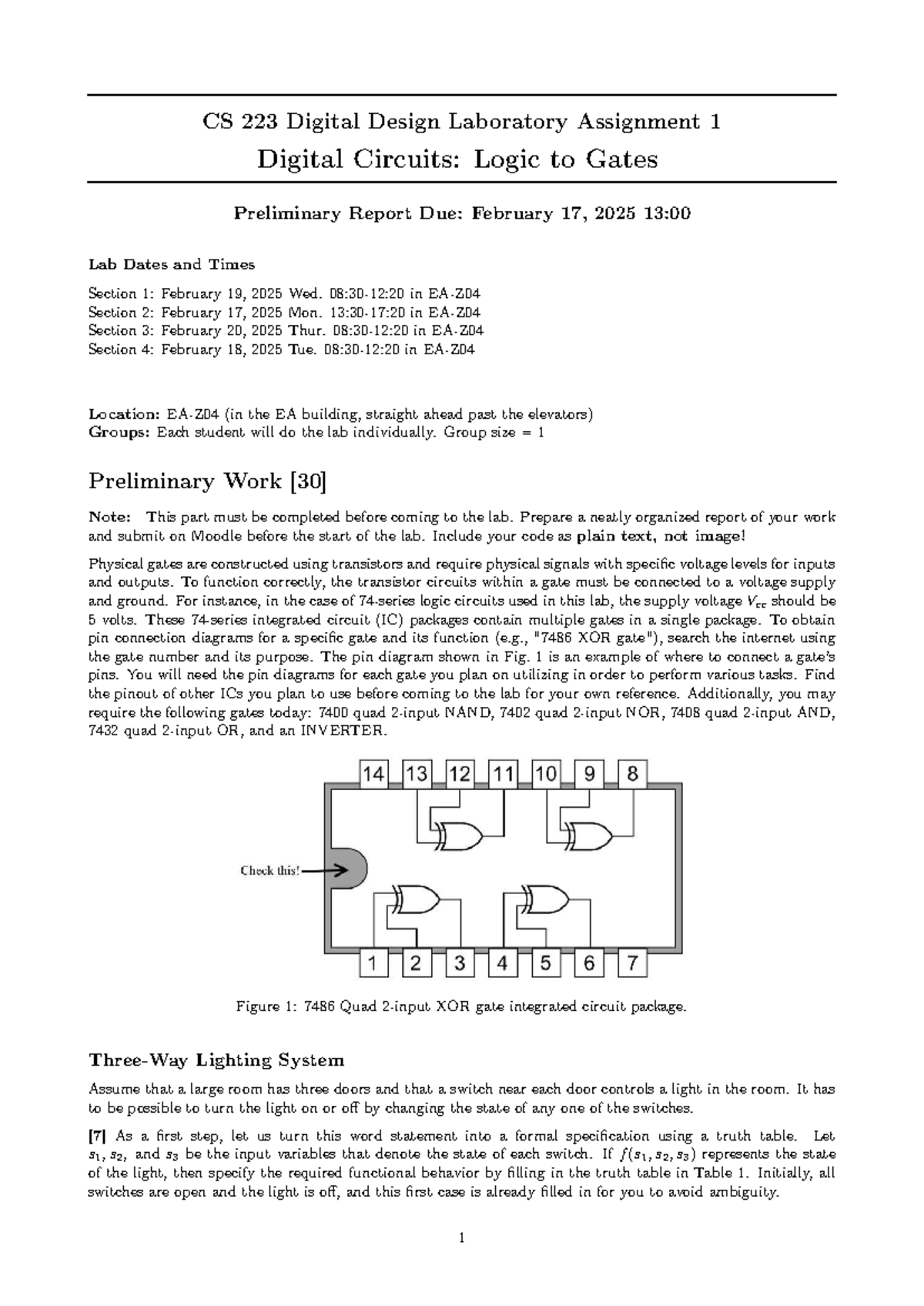 LAB1 cs lecture - CS 223 Digital Design Laboratory Assignment 1 Digital ...