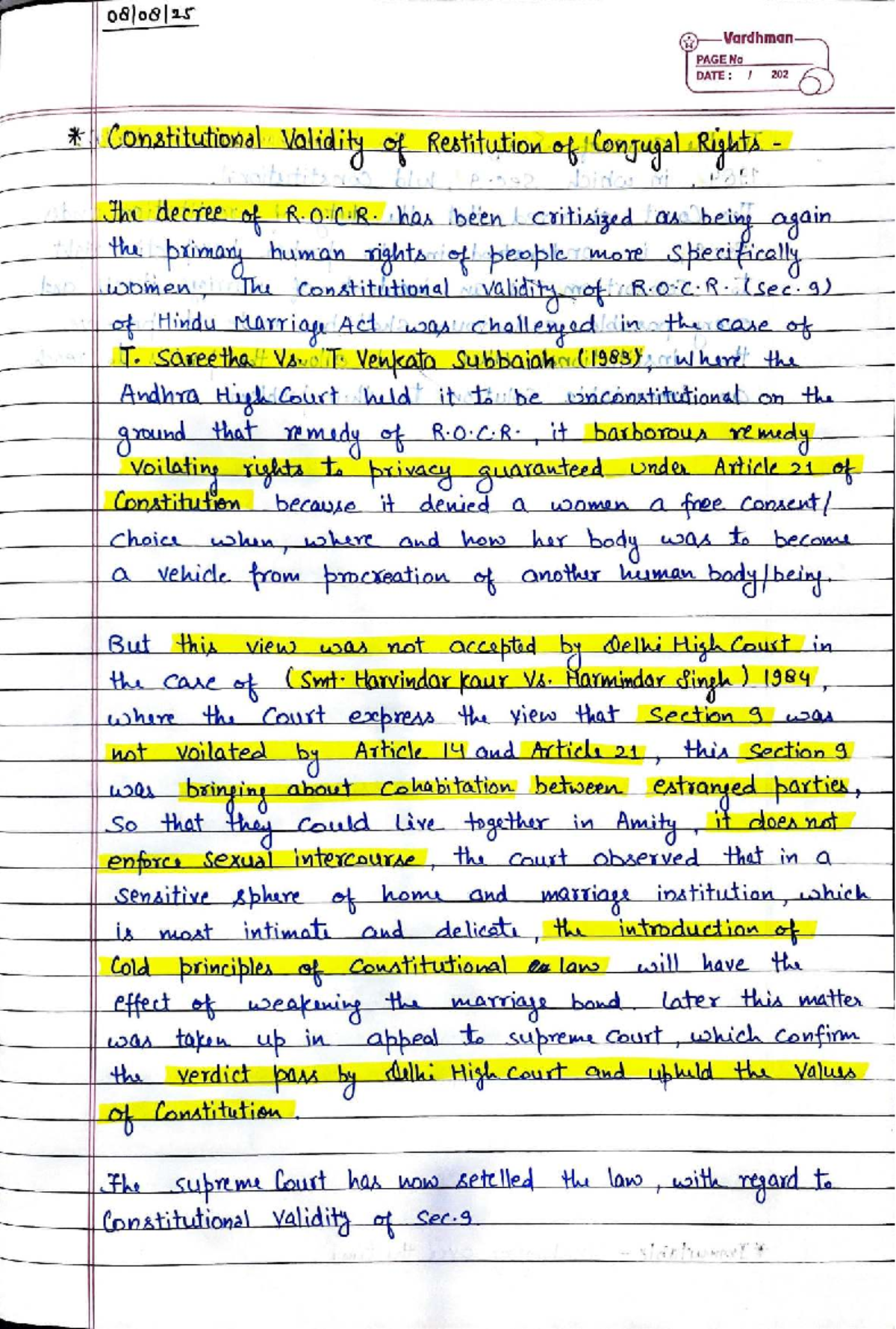 Family Law Class Notes - Vardhman 202 - Studocu