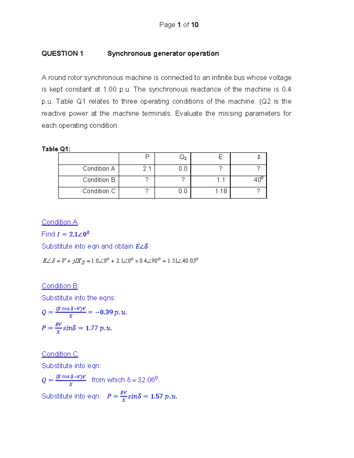 Worked Examples 2: Synchronous Generators & Transmission Lines - Studocu