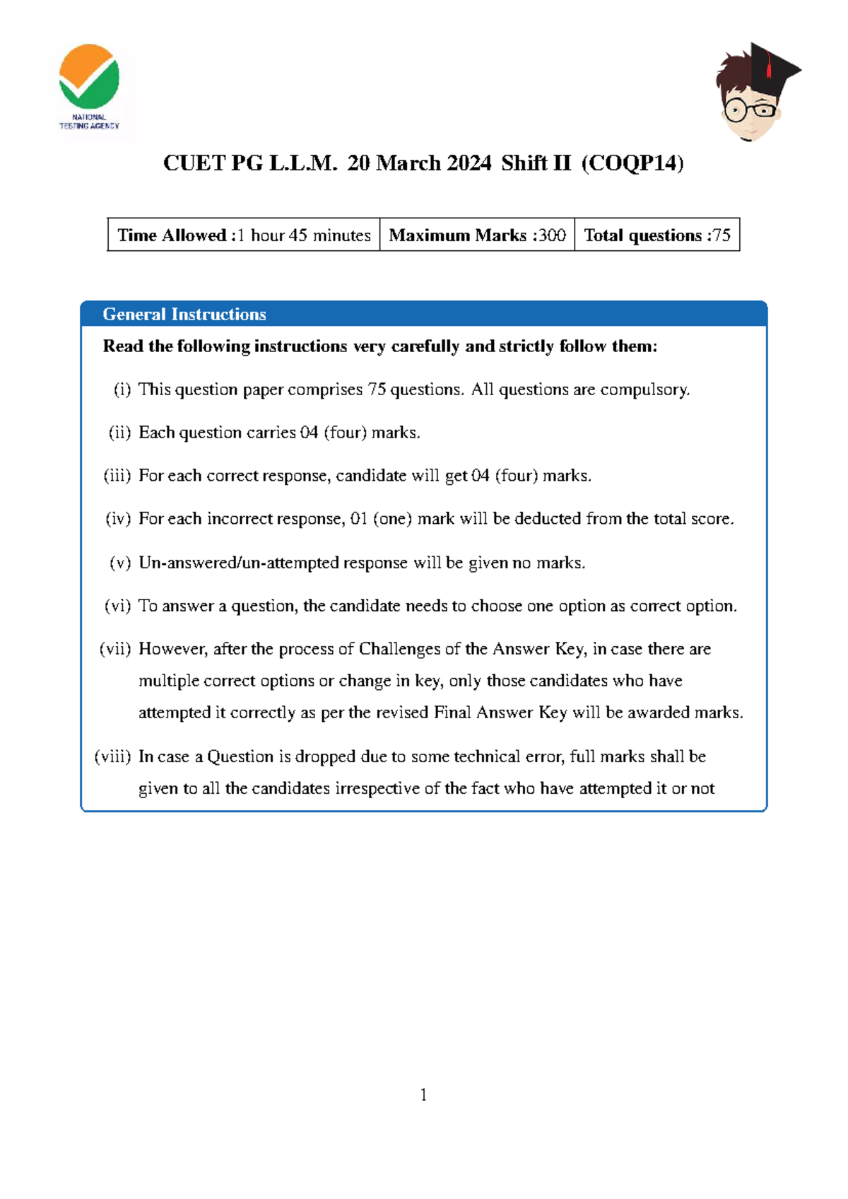 CUET PG L.L. 2024 Shift II Answer Key for Effective Exam Prep - Studocu