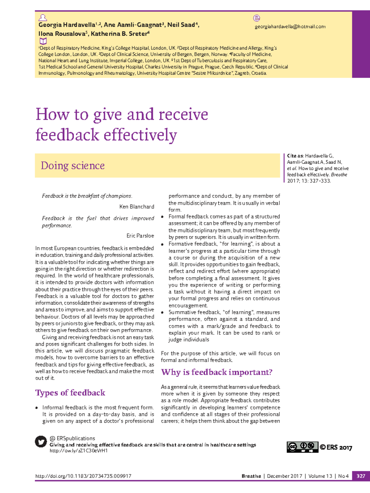 How to Give and Receive Feedback Effectively - Studocu