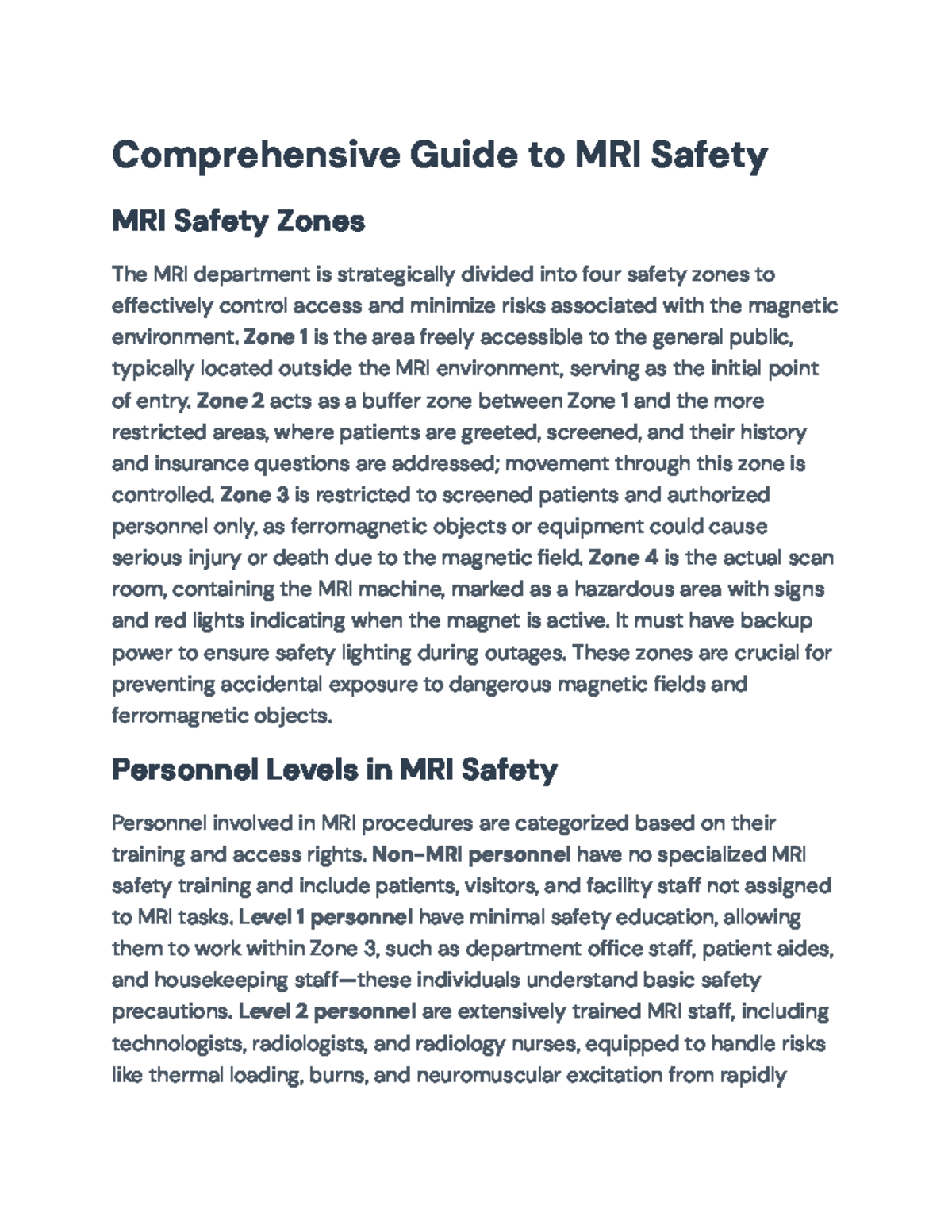 Comprehensive Overview of MRI Safety Protocols and Guidelines - Studocu