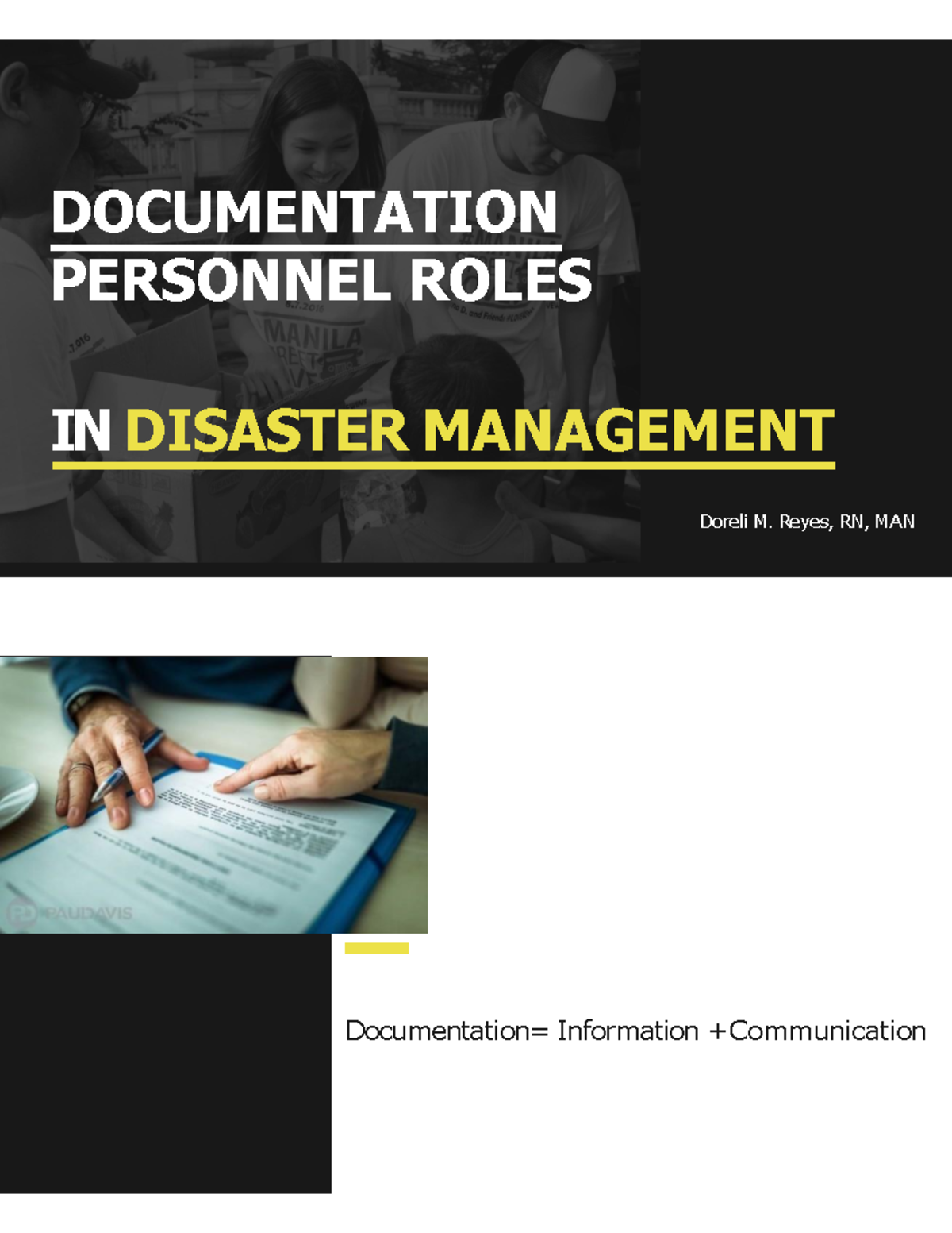 Documentation & Personnel Roles in Disaster Management (DN) - Studocu